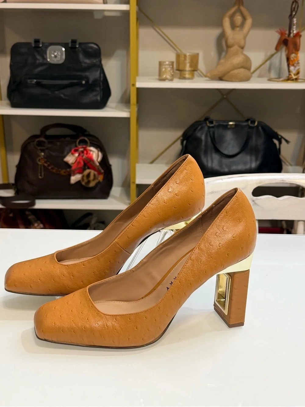 Katy Perry The Hollow Heel Pump Cognac Ostrich finish Size 10
